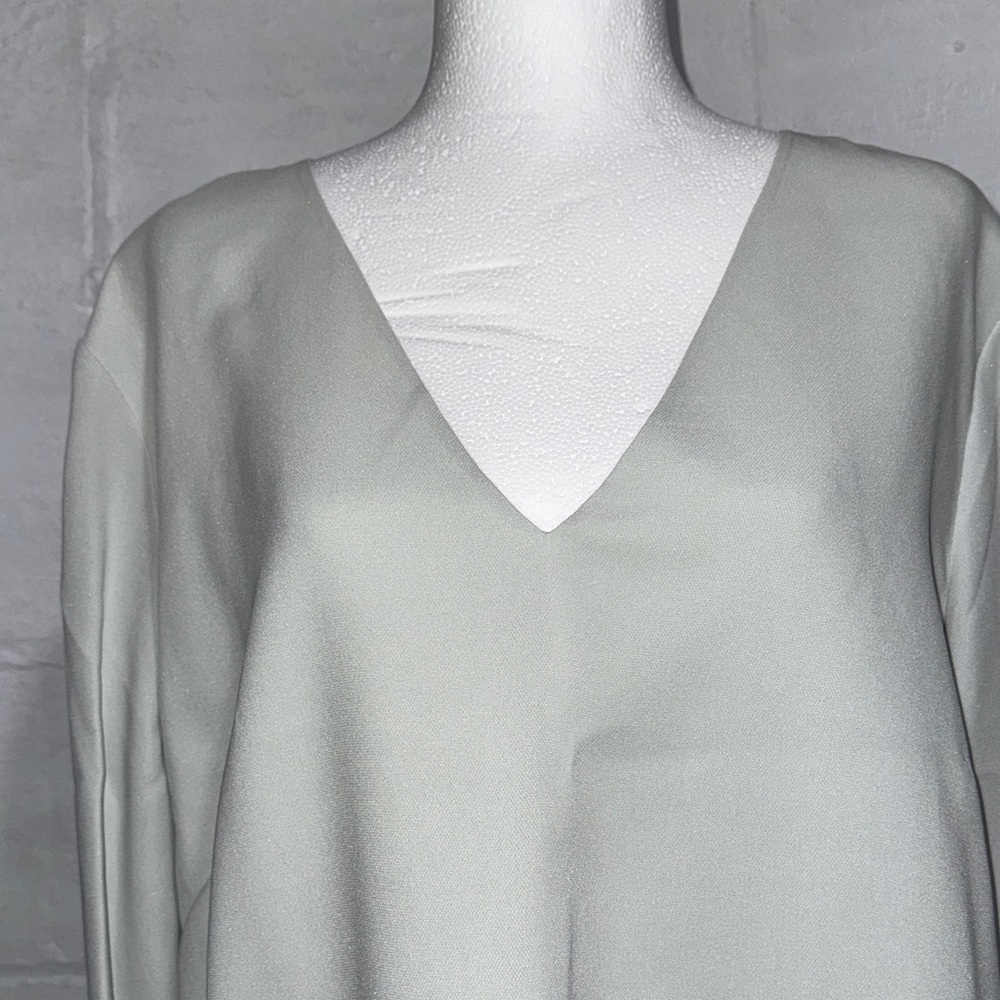 Lafayette 148 New York Light Green 100% Silk V-Neck Flowing Tunic - Picture 2 of 7